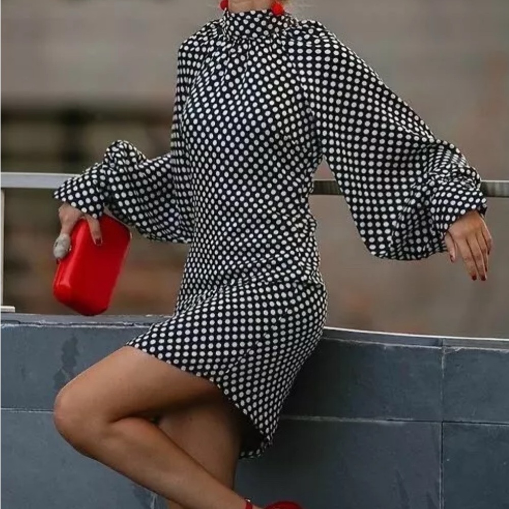 Zara Monochrome Polka Dot Mini Dress